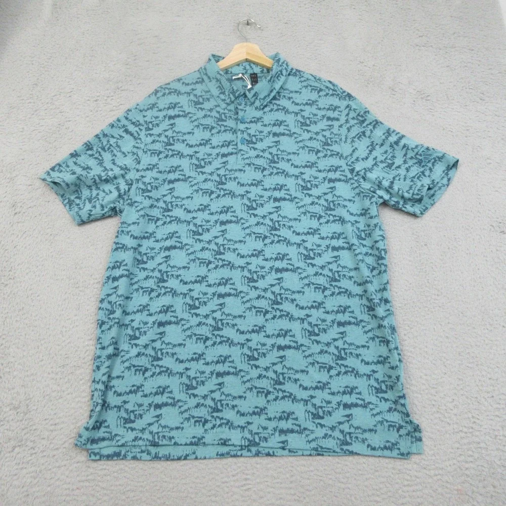 Adidas Go-To PRT Polo Golf Shirt Mens XL Blue Abstract Print Stretch Performance